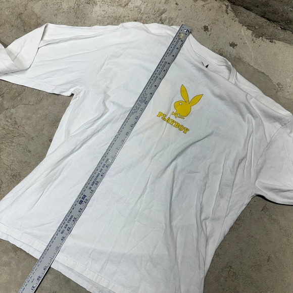 Playboy Long Sleeve T-Shirt XL White‎ Yellow Tie Dye Back Print Adult Top - Picture 3 of 5